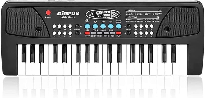 LEEQE Black 37 Keys Kids Piano Keyboard, Portable Electric Musical Instruments Piano with Microphone, Learning Educational Gifts Toys for Age 3 4 5 6 7 8 9 Years Old Boys Girls Toddlers - Image 1